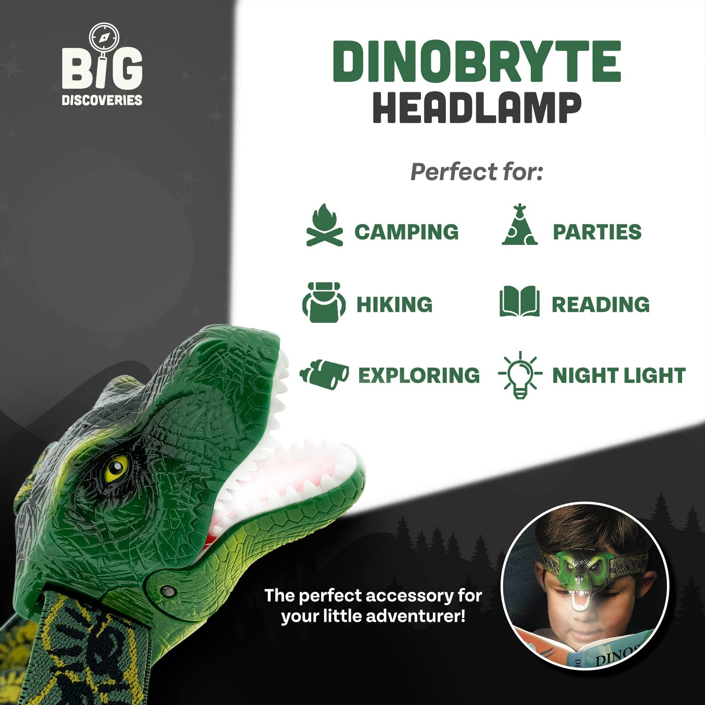 Norvo | Sun Company Dinobryte T-Rex LED Hodelykt For Barn - Grønn Dinosaur Lekelykt