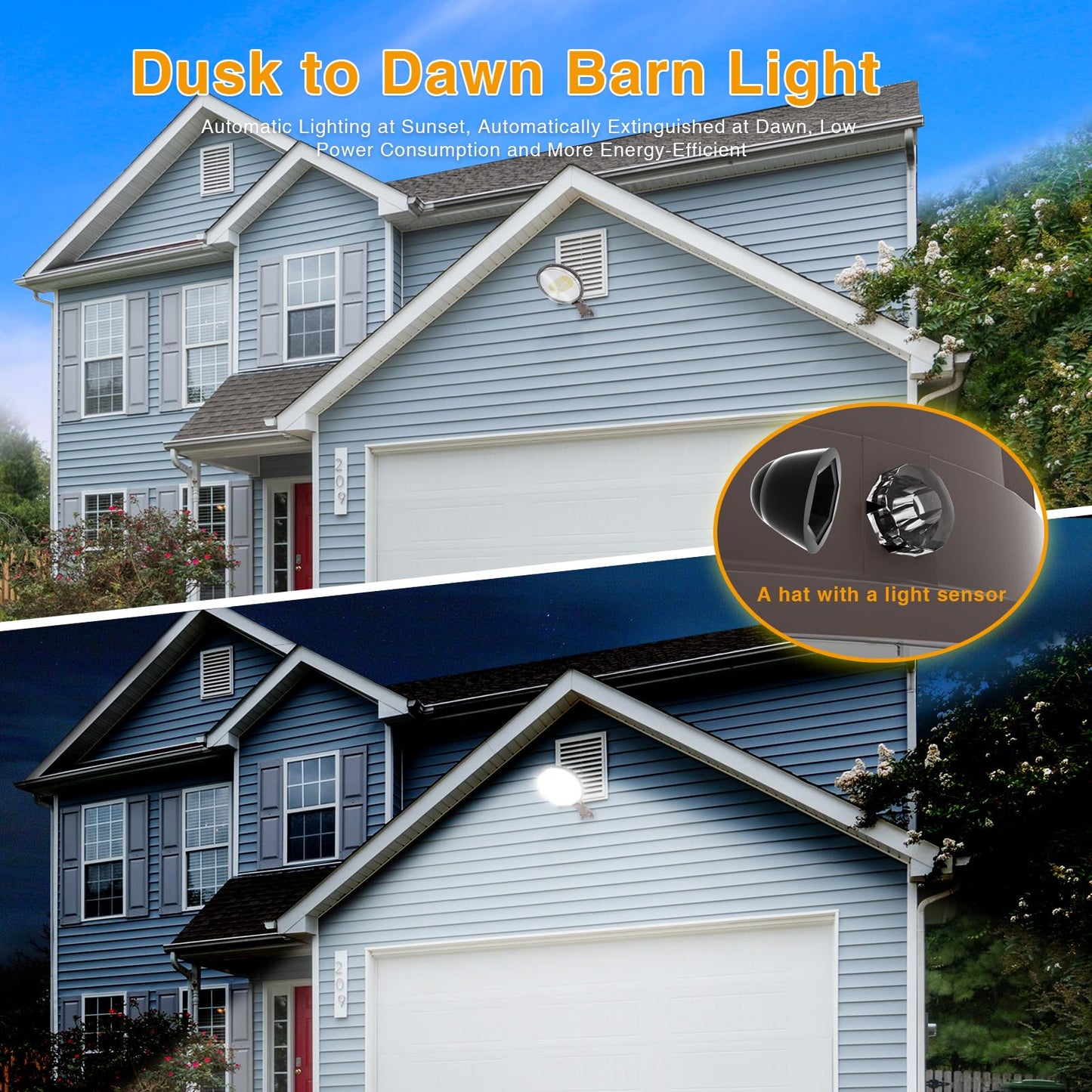 Norvo | Solla 90W Ultra Bright Led Barn Light, 15300Lm, Dusk To Dawn, Ip67 Vanntett, Bronse