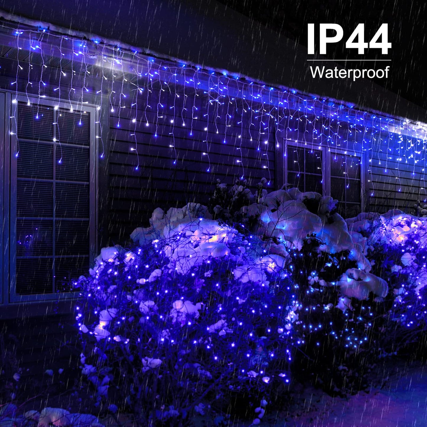Norvo | Brightown 40 Ft Istapper Lys - 432 Led Blå & Hvit Julelys Med Fjernkontroll & Timer