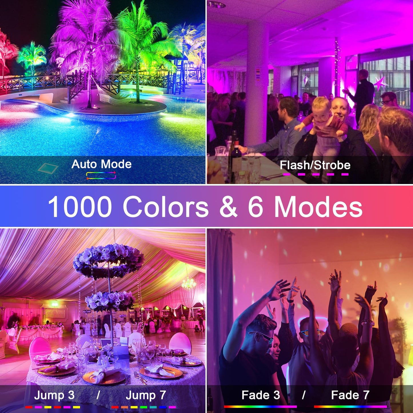 Norvo | Monococo 25W Rgb Led Flomlys 4 Pakke, Vanntette Fargeendrende Lys Med Fjernkontroll