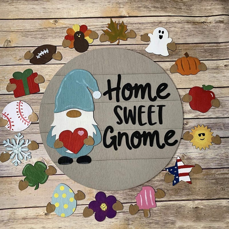 Norvo | Søt nisse dørhenger DIY utskiftbar velkomst dørdekorasjon