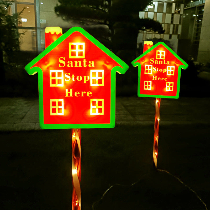 Norvo | Moderne Kreativ Juledekoration Octagonal Gate Skilt Snøfnugg LED Solar Bakke Stake Landskapslys for Hagen