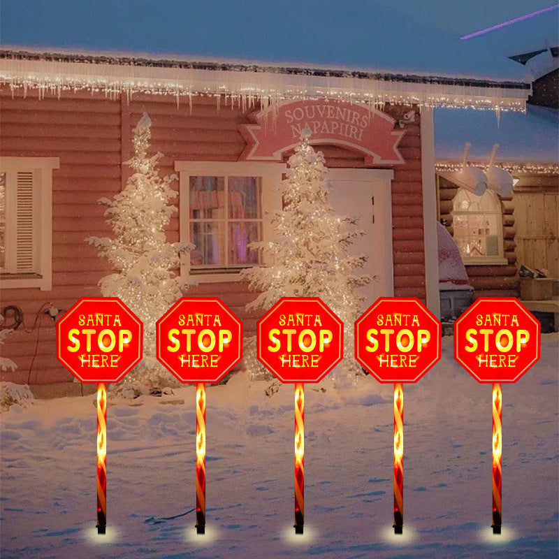 Norvo | Moderne Kreativ Juledekoration Octagonal Gate Skilt Snøfnugg LED Solar Bakke Stake Landskapslys for Hagen