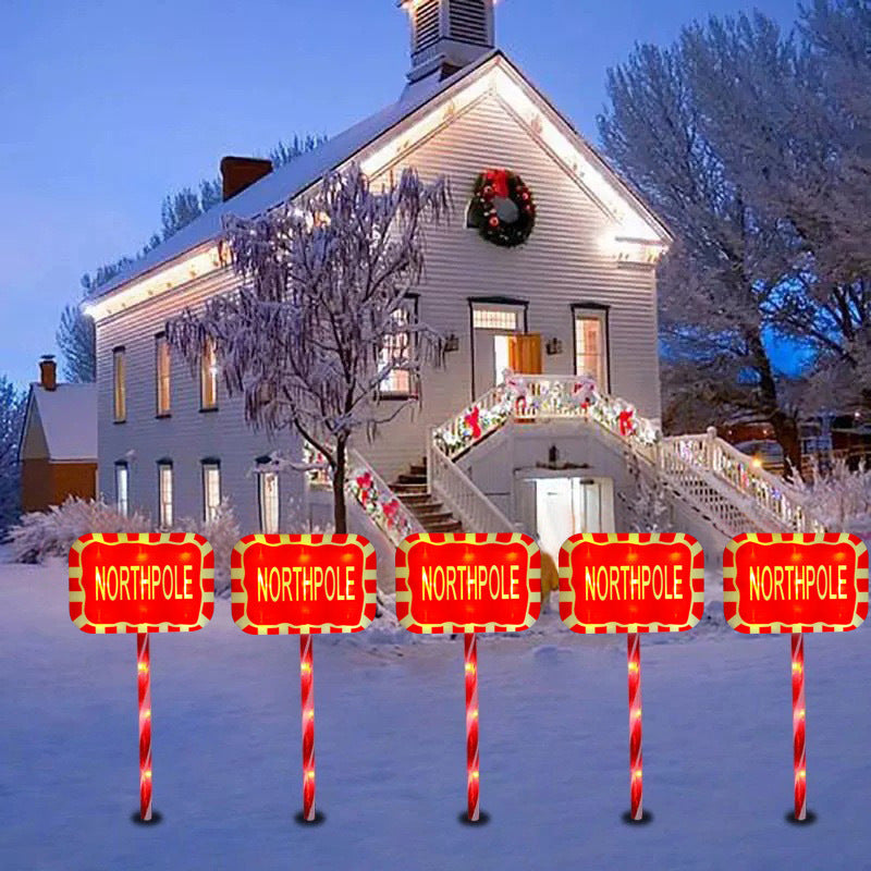 Norvo | Moderne Kreativ Juledekoration Octagonal Gate Skilt Snøfnugg LED Solar Bakke Stake Landskapslys for Hagen