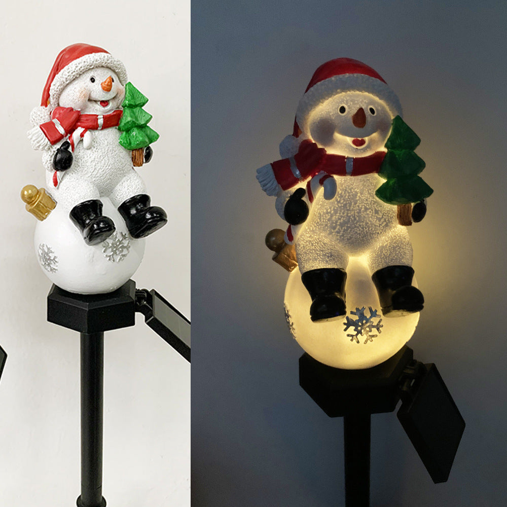 Norvo | Moderne Art Deco Solar vanntett harpikssyntetisk ABS Santa snømann juledekorasjon LED utendørs belysning landskapsbelysning for hagen