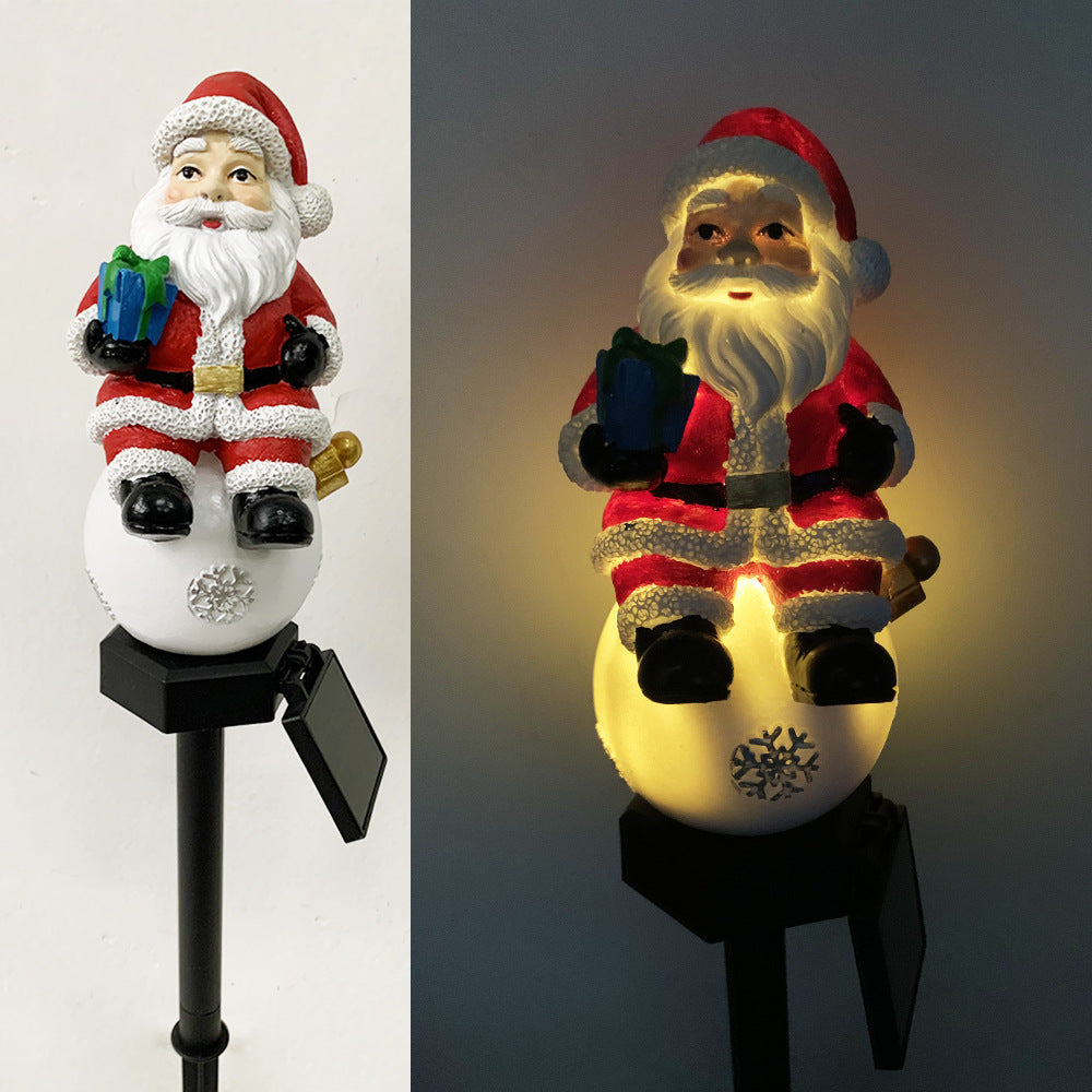 Norvo | Moderne Art Deco Solar vanntett harpikssyntetisk ABS Santa snømann juledekorasjon LED utendørs belysning landskapsbelysning for hagen