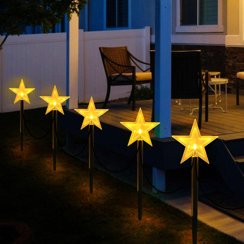 Norvo | Moderne Art Deco Solbatteri Vanntett PET Plast Stjerne Snø Juletre Dekorasjon LED Utendørs Belysning Landskapsbelysning For Hage