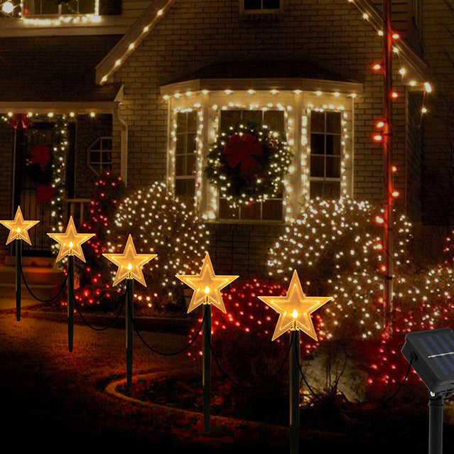 Norvo | Moderne Art Deco Solbatteri Vanntett PET Plast Stjerne Snø Juletre Dekorasjon LED Utendørs Belysning Landskapsbelysning For Hage