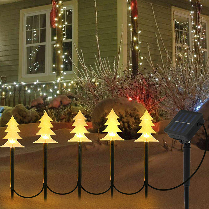 Norvo | Moderne Art Deco Solbatteri Vanntett PET Plast Stjerne Snø Juletre Dekorasjon LED Utendørs Belysning Landskapsbelysning For Hage
