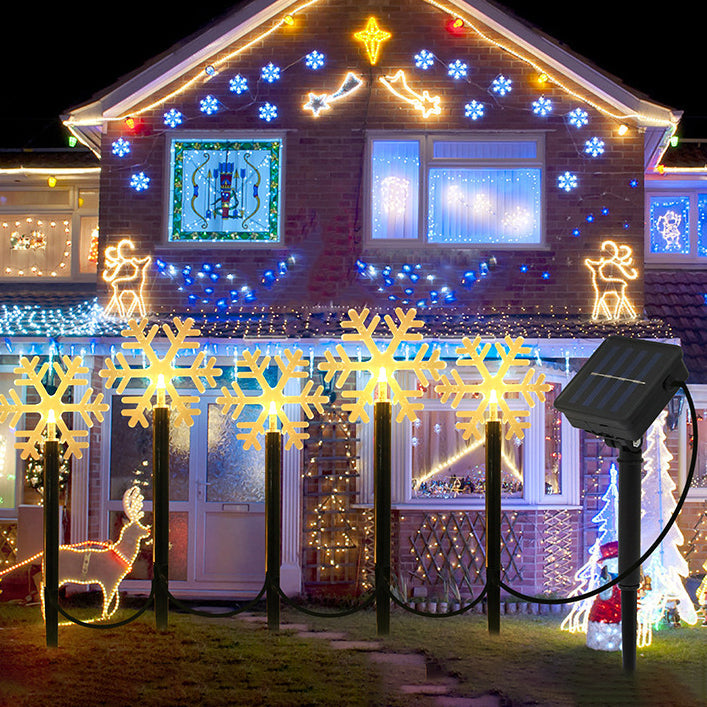 Norvo | Moderne Art Deco Solbatteri Vanntett PET Plast Stjerne Snø Juletre Dekorasjon LED Utendørs Belysning Landskapsbelysning For Hage