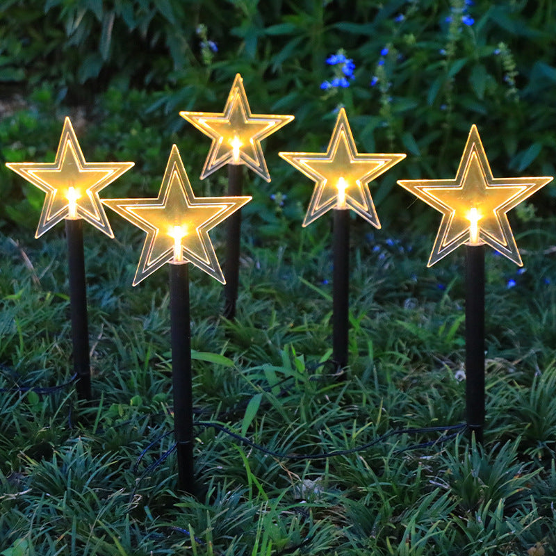 Norvo | Moderne Art Deco Solbatteri Vanntett PET Plast Stjerne Snø Juletre Dekorasjon LED Utendørs Belysning Landskapsbelysning For Hage