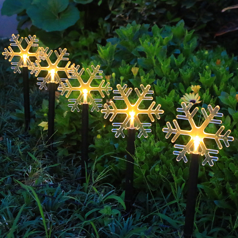 Norvo | Moderne Art Deco Solbatteri Vanntett PET Plast Stjerne Snø Juletre Dekorasjon LED Utendørs Belysning Landskapsbelysning For Hage