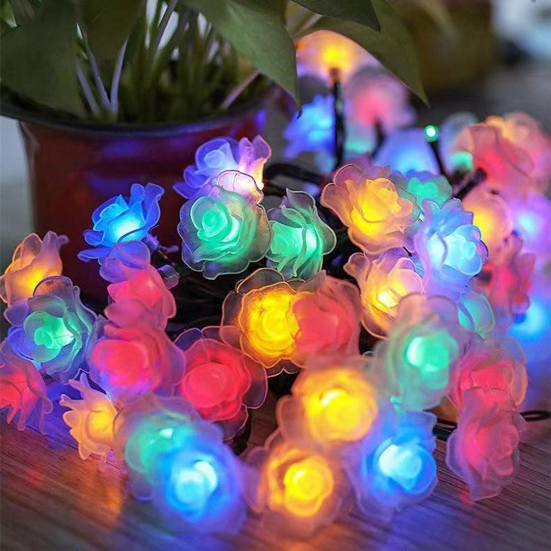 Norvo | Moderne Art Deco Solcellebatteri Vanntett PVC Rose Romantisk Dekorasjon LED Lyskjede For Hage