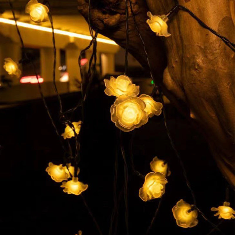 Norvo | Moderne Art Deco Solcellebatteri Vanntett PVC Rose Romantisk Dekorasjon LED Lyskjede For Hage