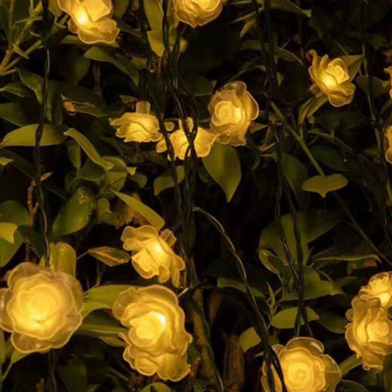 Norvo | Moderne Art Deco Solcellebatteri Vanntett PVC Rose Romantisk Dekorasjon LED Lyskjede For Hage