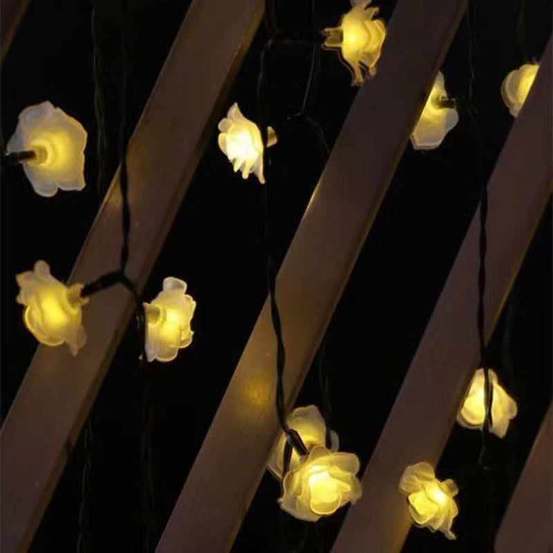 Norvo | Moderne Art Deco Solcellebatteri Vanntett PVC Rose Romantisk Dekorasjon LED Lyskjede For Hage