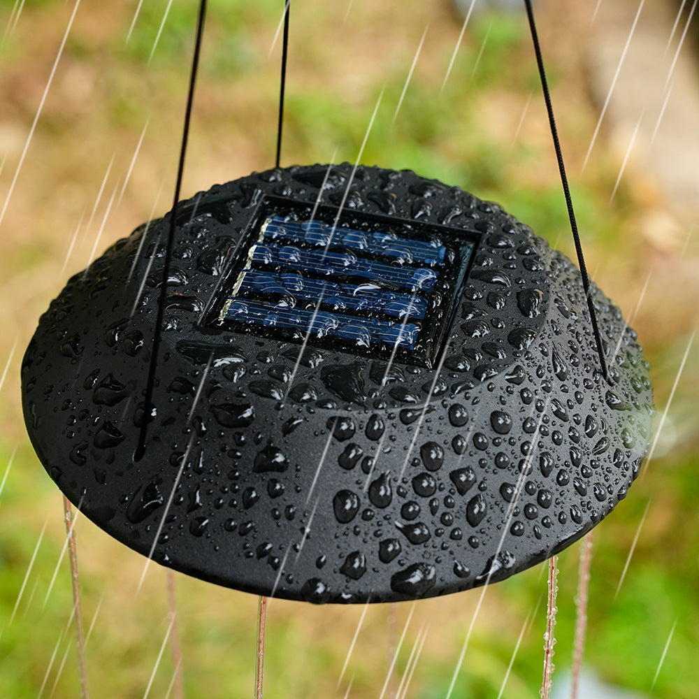 Norvo | Moderne Boho Sol Vanntett ABS Metall Måne Sol Stjerne Dekorasjon Vindklokke Hengende LED Utebelysning Landskapsbelysning for Utendørs Terrasse