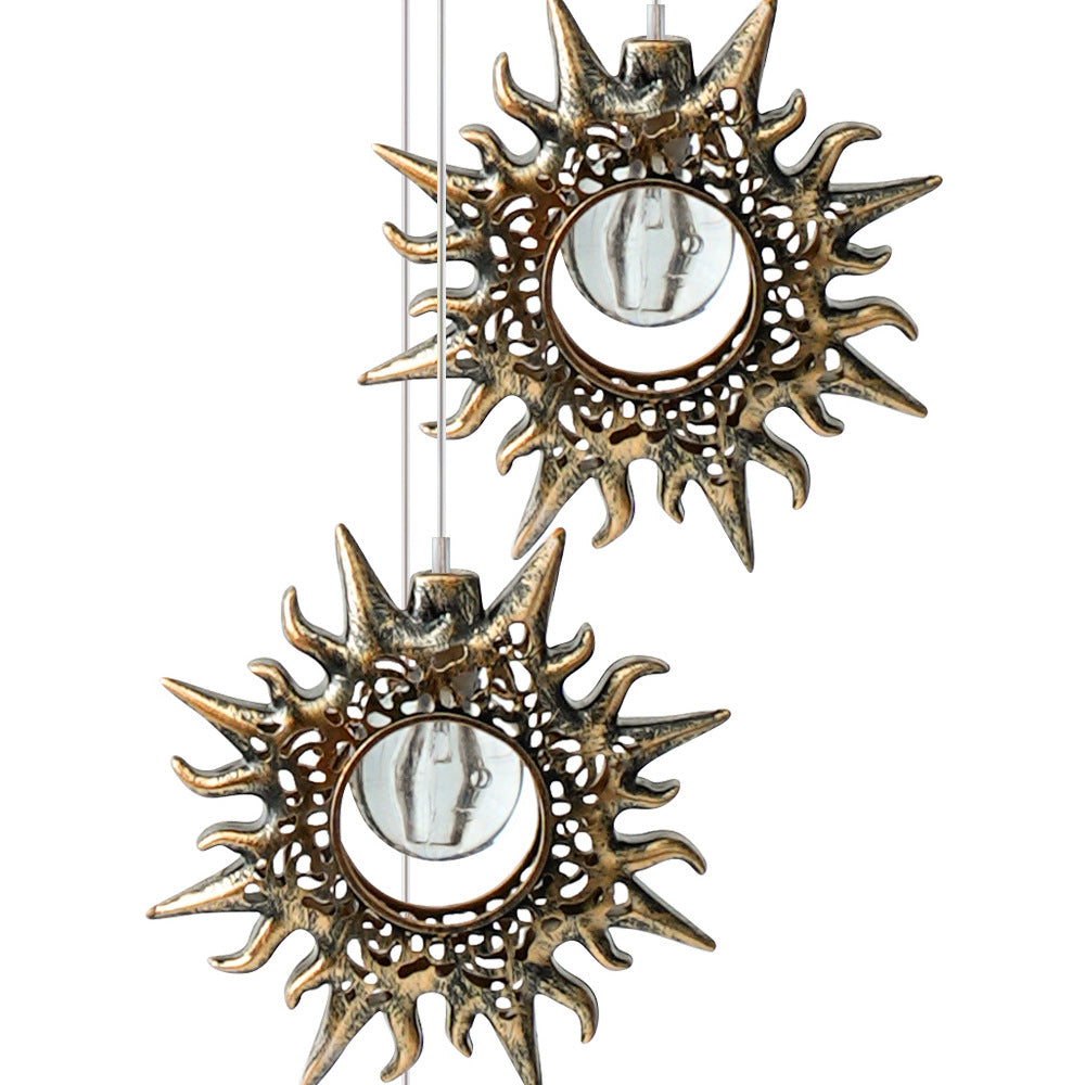 Norvo | Moderne Boho Sol Vanntett ABS Metall Måne Sol Stjerne Dekorasjon Vindklokke Hengende LED Utebelysning Landskapsbelysning for Utendørs Terrasse