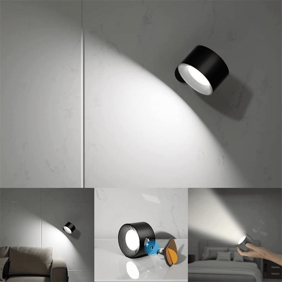 360 trådløs oppladbar vegglampe
