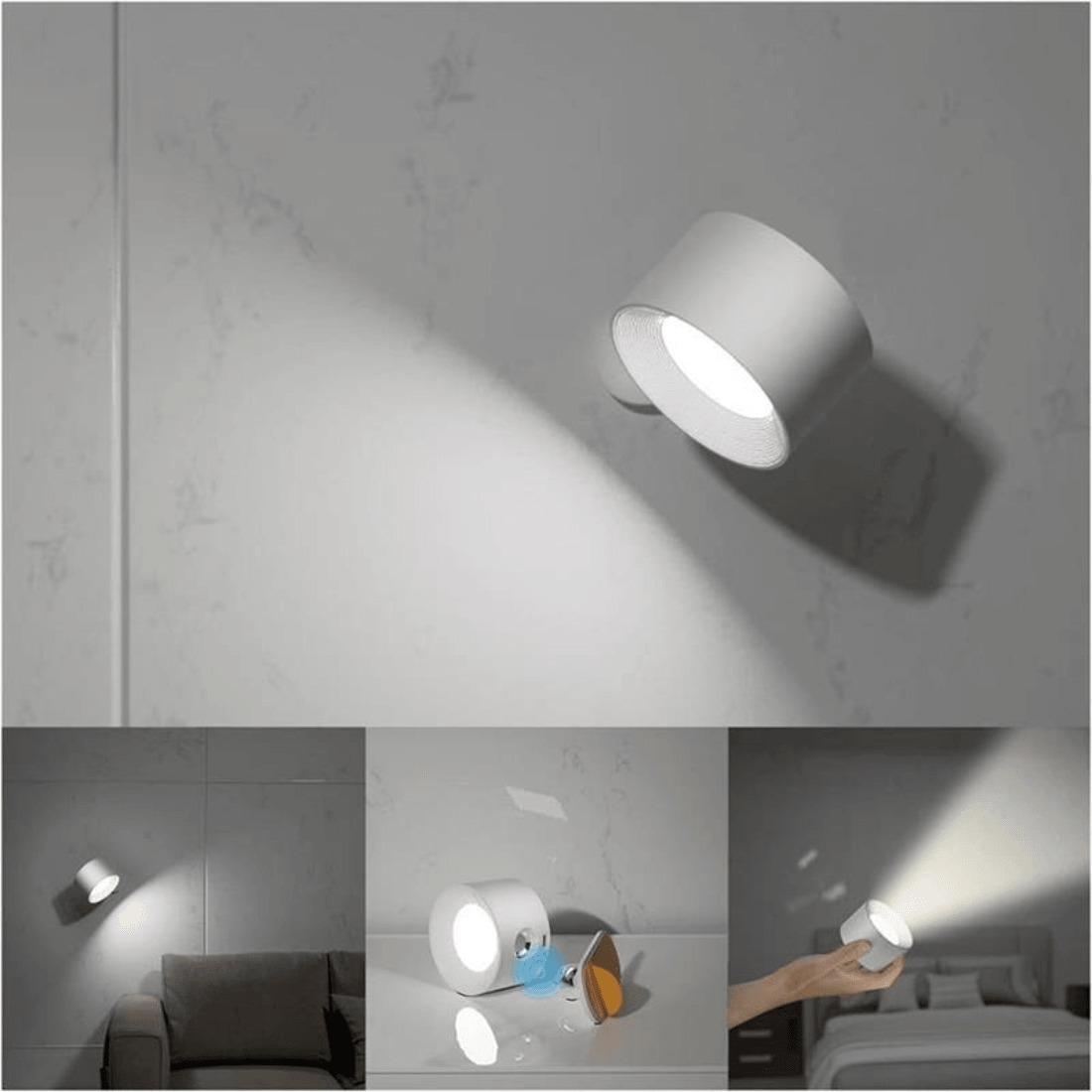 360 trådløs oppladbar vegglampe