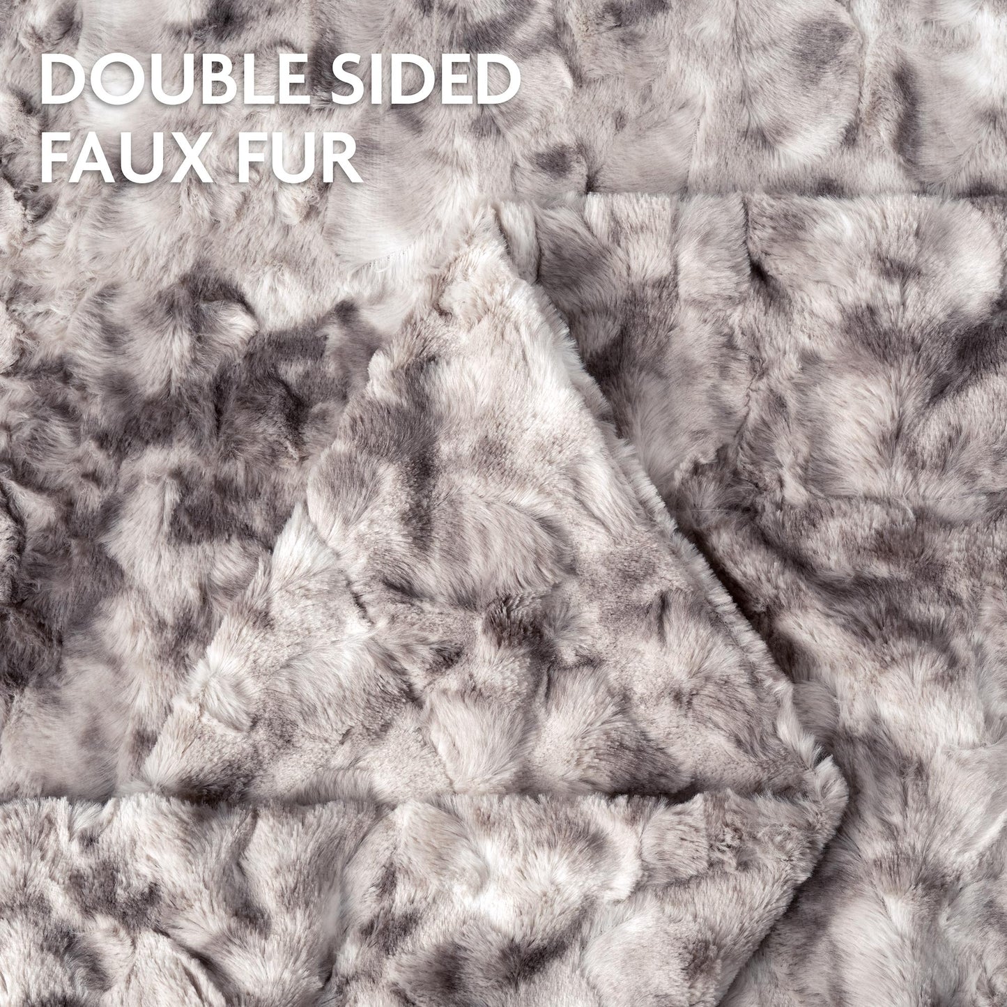 Norvo | Dobbeltsidig oversized ulv faux fur kastepledd
