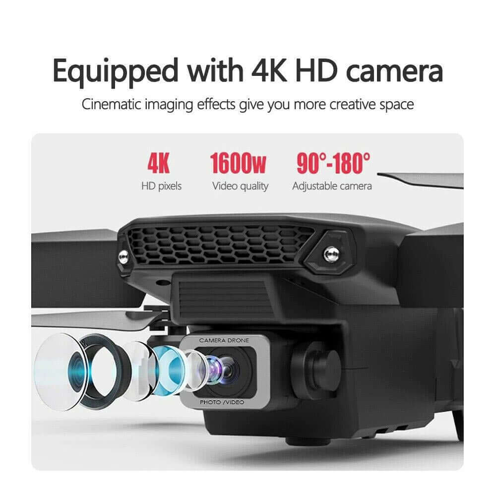 Norvo | med Kamera Svart 4K Profesjonell HD Kamera WIFI FPV RC Quadcopter Sammenleggbar Helikopter
