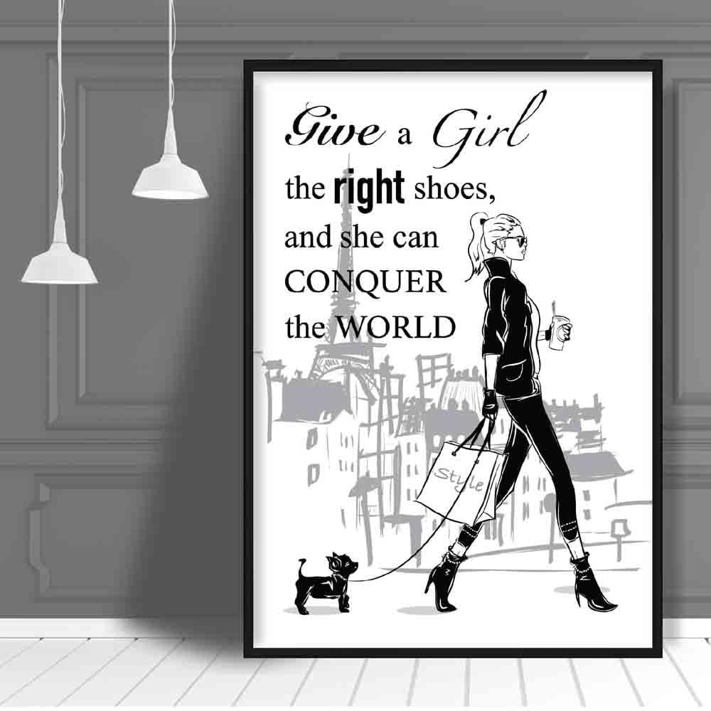 Norvo | Fashionista Skissejente, Gi en jente de rette skoene' Paris sitatplakat