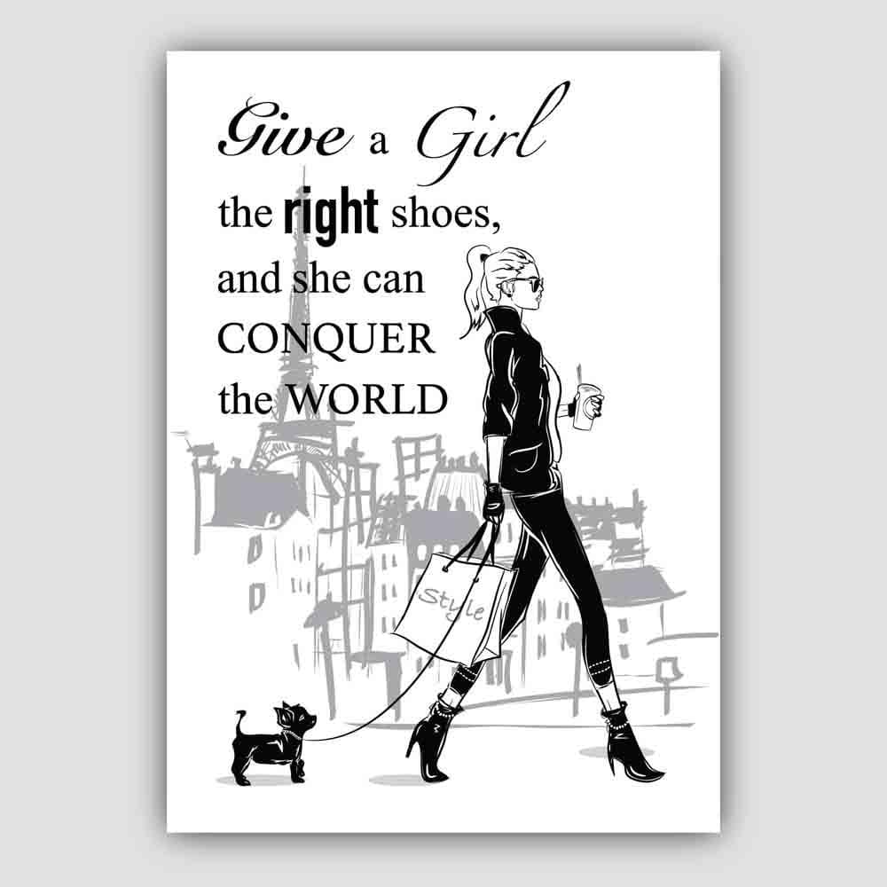 Norvo | Fashionista Skissejente, Gi en jente de rette skoene' Paris sitatplakat