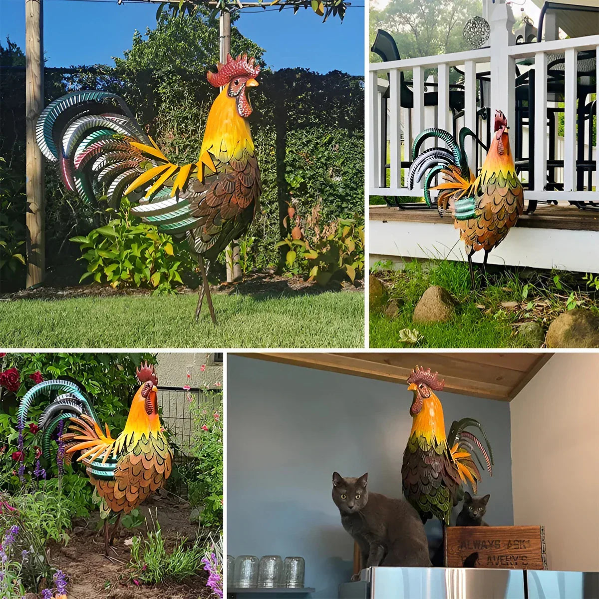 Hane statue - RoosterCraft - Holdbart metall - Dekorativ kunst