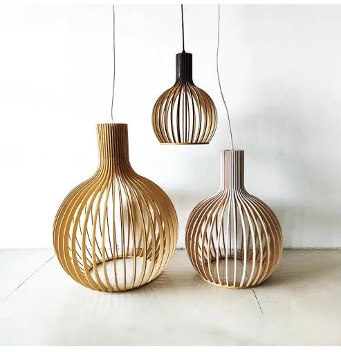 Nordisk tre-fuglebur-lampe, japansk kreativ tre-hengende-lampe