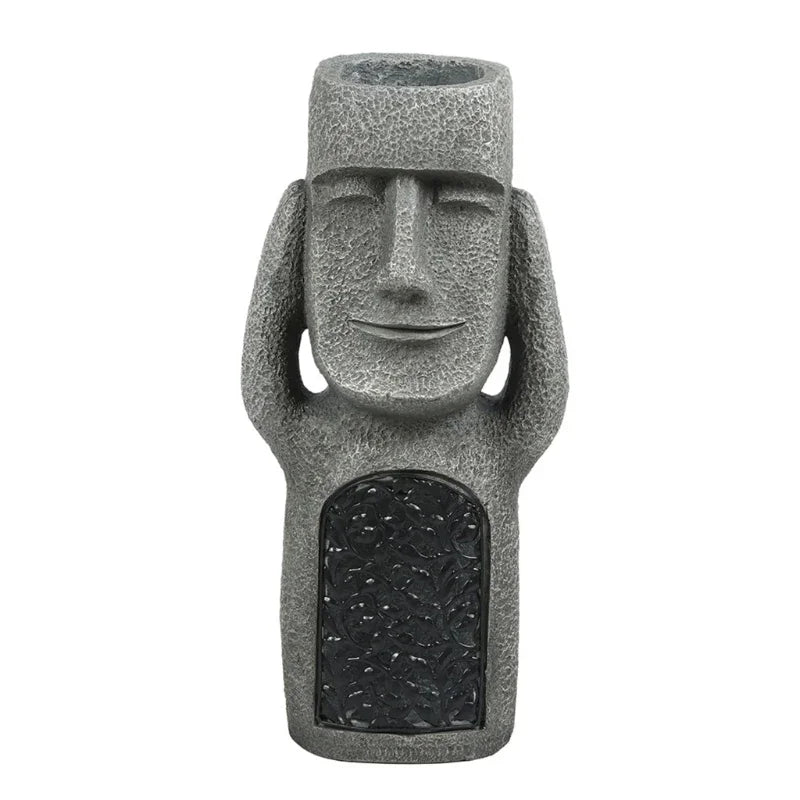 Påskeøya statue, blomsterpotte – LED belysning – for utendørs – hagedekorasjon