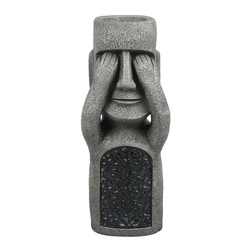 Påskeøya statue, blomsterpotte – LED belysning – for utendørs – hagedekorasjon