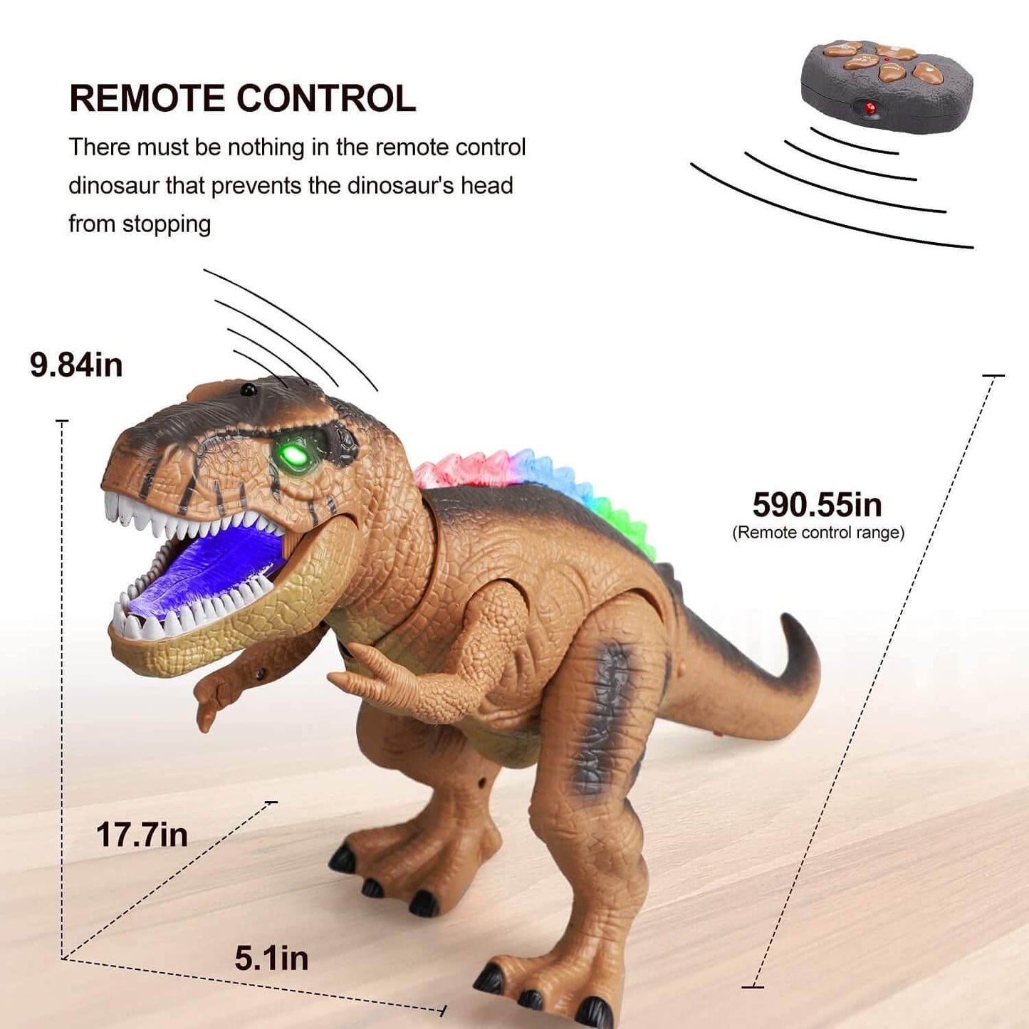 Kontroller T-Rex dinosaurer med LED-belysning
