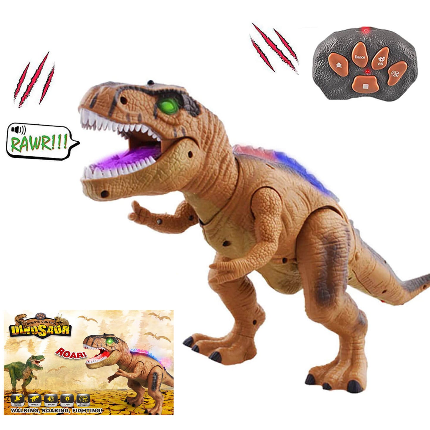 Kontroller T-Rex dinosaurer med LED-belysning