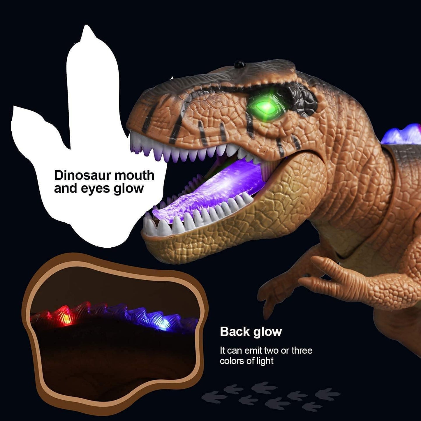 Kontroller T-Rex dinosaurer med LED-belysning