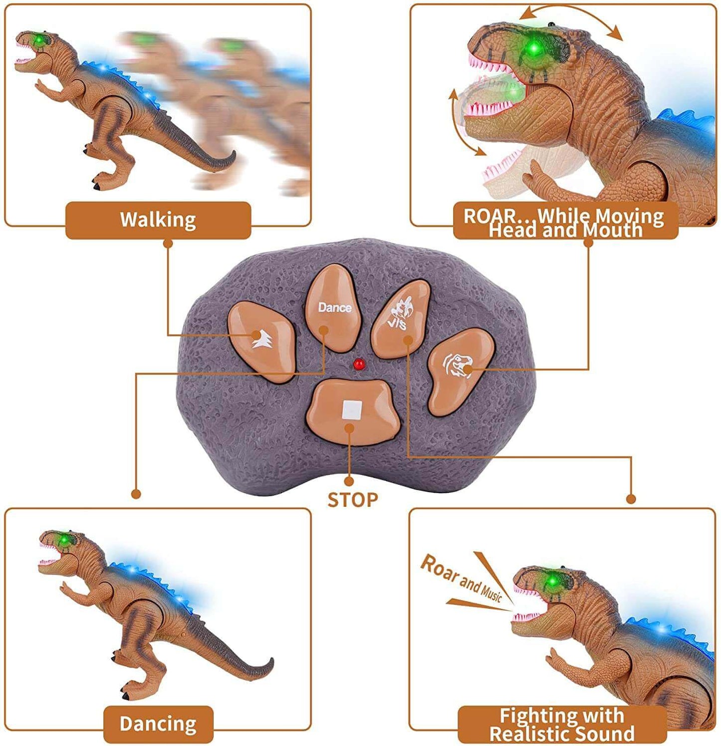 Kontroller T-Rex dinosaurer med LED-belysning