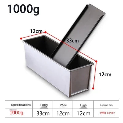 Norvo | Premium Non-stick Aluminiumlegering Toastbokser med lokk - Ulike størrelser (250g/450g/600g/750g/900g/1000g) for baking av brød og kaker
