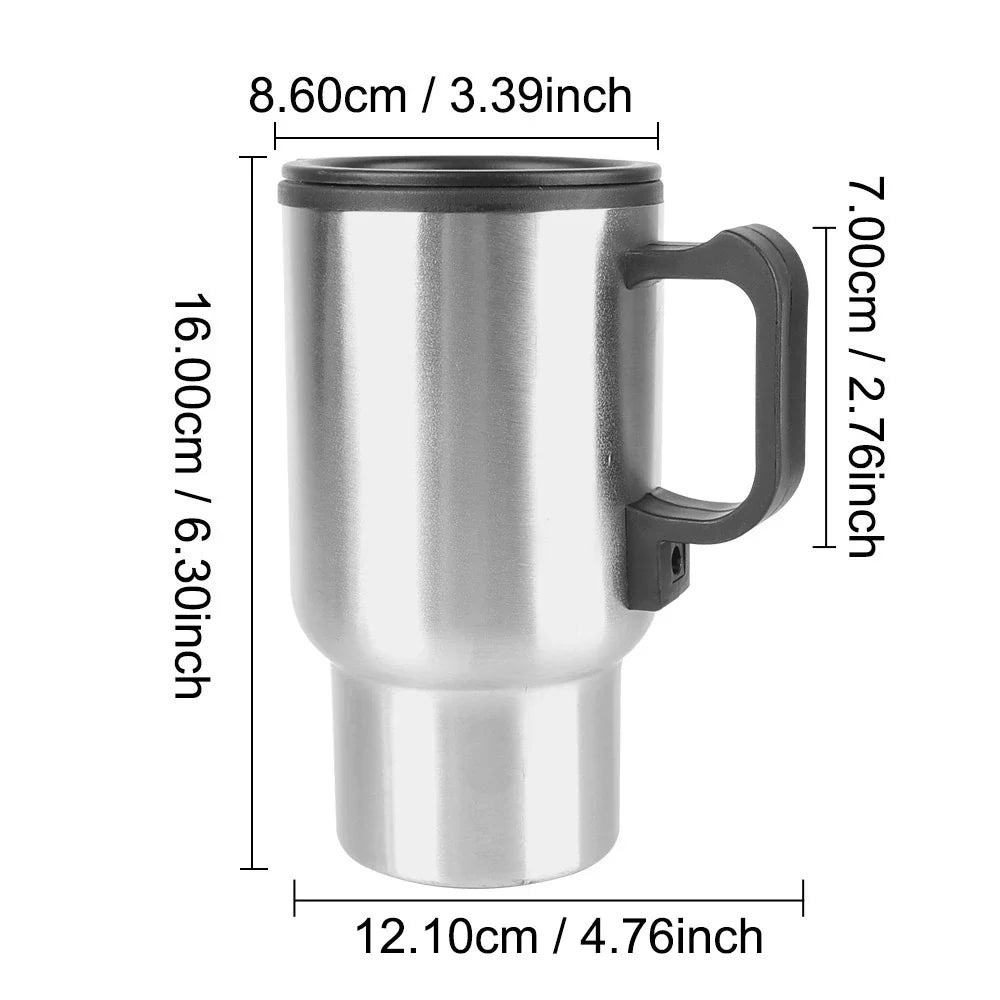 Norvo | 12V Elektrisk varmtvannskjele for bil - 450ml rustfritt stål termokopp for vann, kaffe, melk - Reiser & Camping