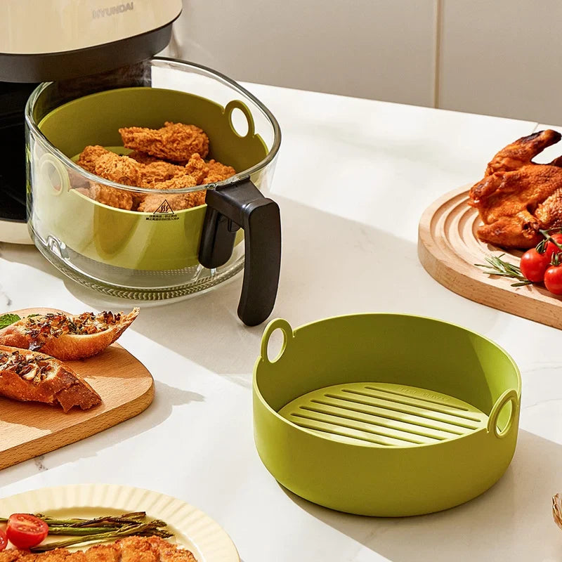 Norvo | Silikon Air Fryer Ovn Bakeplate - Pizza, Stekt Kylling Airfryer Kurv, Lett å Rengjøre Gjenbrukbar Panneforing, og Tilbehør