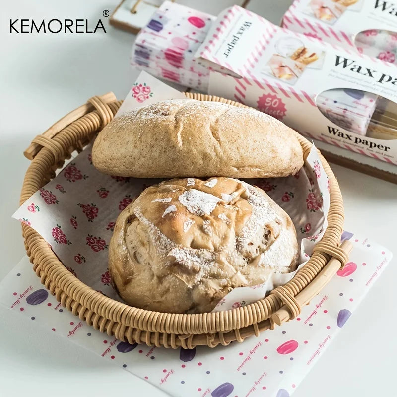 Norvo | Voks papir matemballasje 50 stk/pakke | Matvennlig fettpapir for brød, sandwich, burger | Olje papir bakeverktøy fra KEMORELA