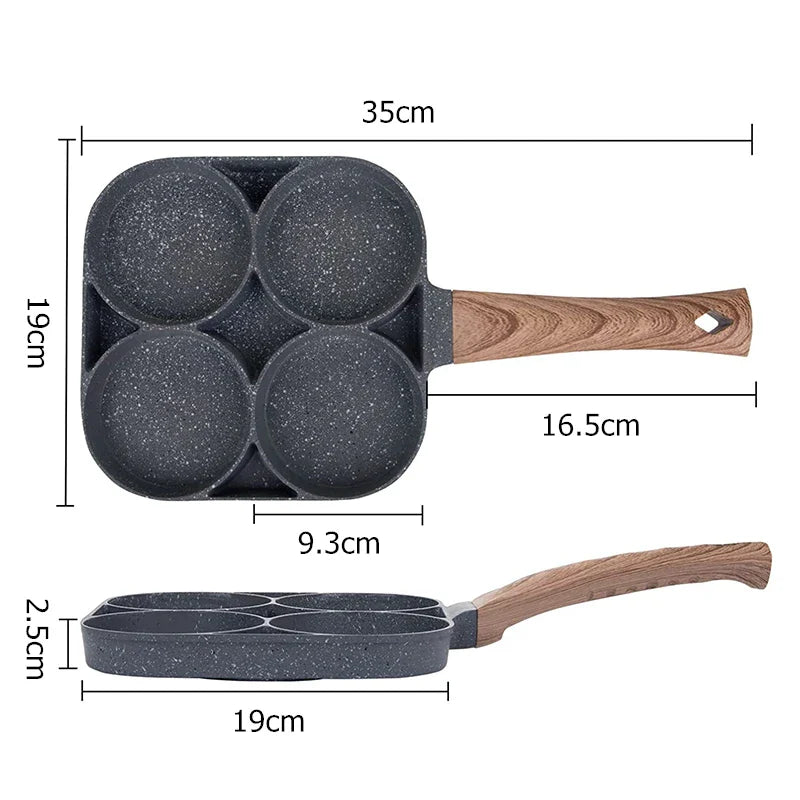 Norvo | LMETJMA 4-kopp Non-stick egge stekepanne - pannekake kokekar egnet for gasskomfyr og induksjonskomfyr JT87