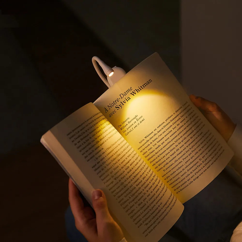 Norvo | Mini Boklys - Bærbart Klips-Lys med USB-lading, Dimmbar LED for Soverom, Øyevern og Camping - 360° Vri Klips Boklampe