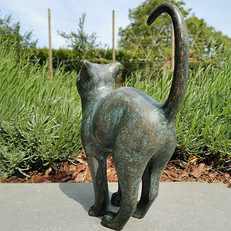 Norvo | Fortryllende Hage Katt Statuer - Purr-fect Harpiks Dekorasjon