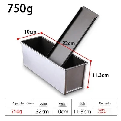 Norvo | Premium Non-stick Aluminiumlegering Toastbokser med lokk - Ulike størrelser (250g/450g/600g/750g/900g/1000g) for baking av brød og kaker