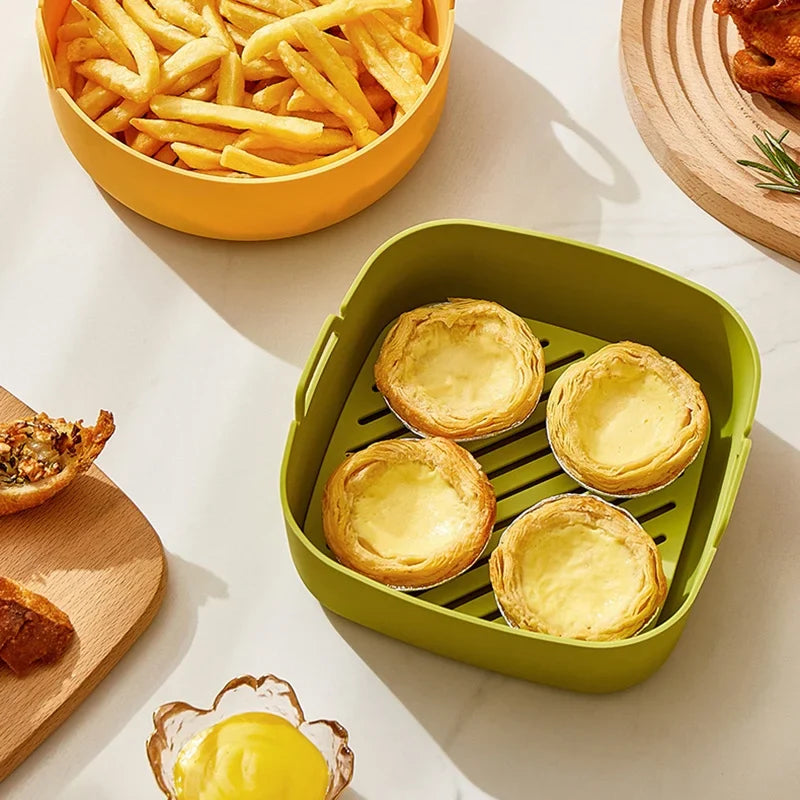 Norvo | Silikon Air Fryer Ovn Bakeplate - Pizza, Stekt Kylling Airfryer Kurv, Lett å Rengjøre Gjenbrukbar Panneforing, og Tilbehør