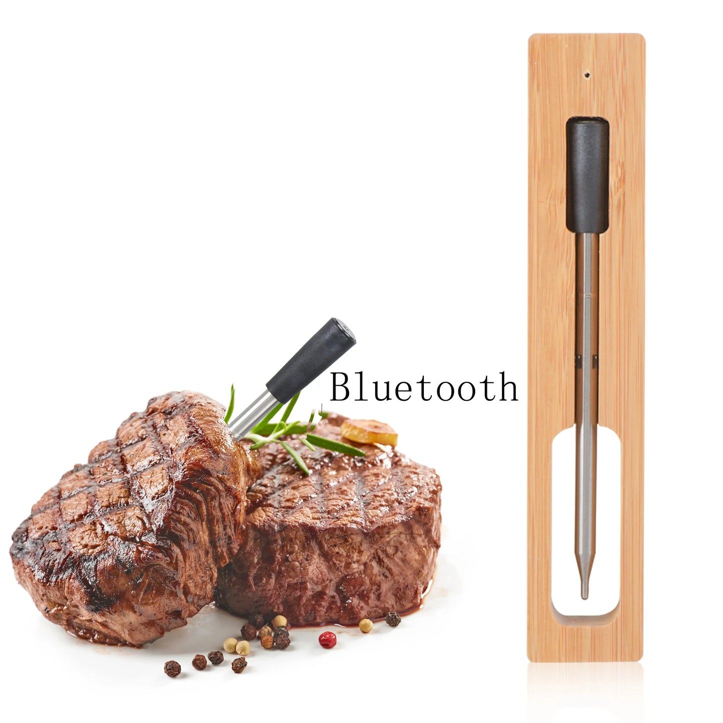 Norvo | Bluetooth Trådløst Kjøtttermometer: Nyeste kjøkkenapparat for matlaging i ovn, grill, BBQ - Ferdig steketermometer med grilltilbehør