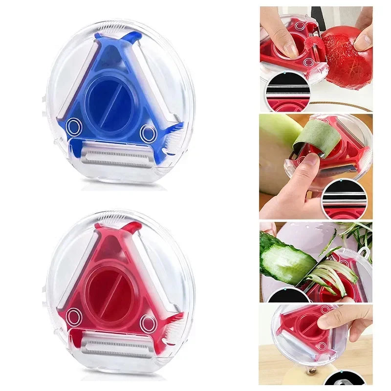 Norvo | 3-i-1 Magic Trio Skreller Sett - Skjærer, Rasp, Julienne Skjærer og Multi Peel Blade Zester Rasp - Essensielt Kjøkkenverktøy Tilbehør