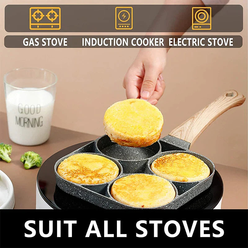 Norvo | LMETJMA 4-kopp Non-stick egge stekepanne - pannekake kokekar egnet for gasskomfyr og induksjonskomfyr JT87