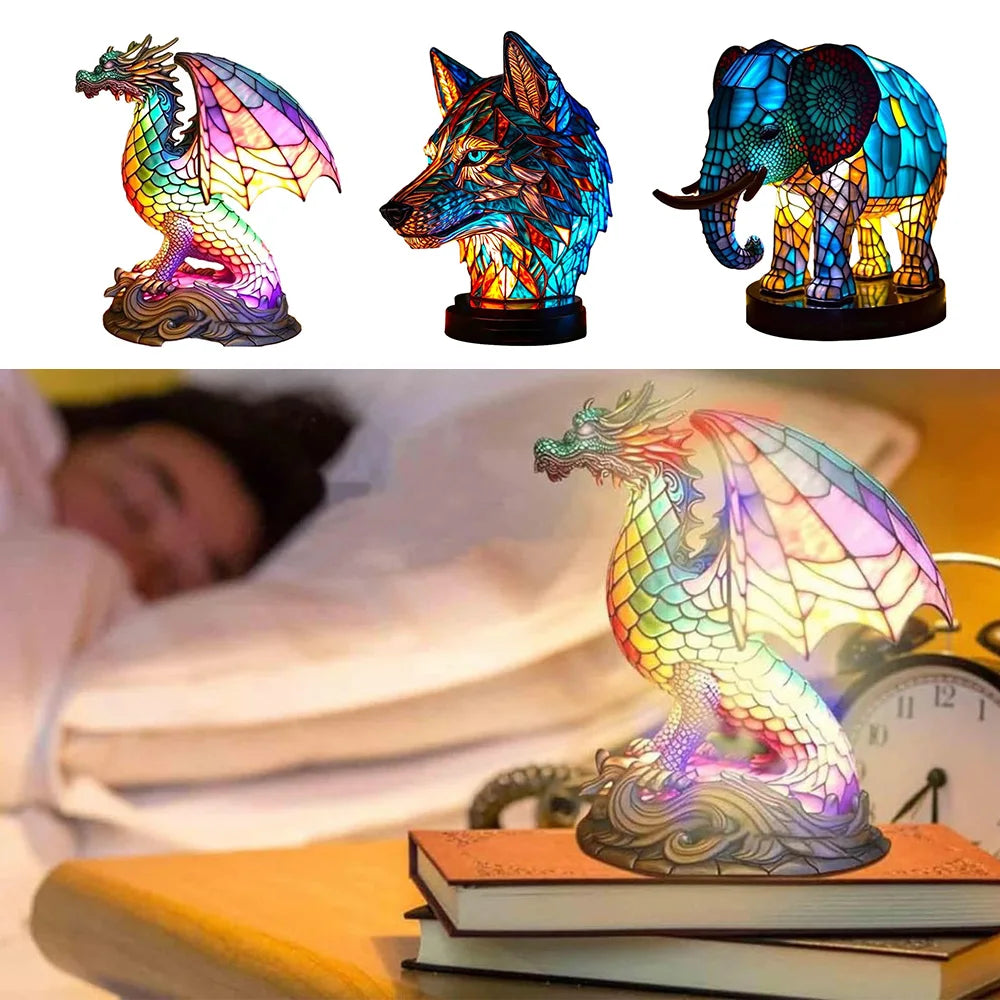 LumiFaune - 3D Lampe i Glass Dyre Dekorativ