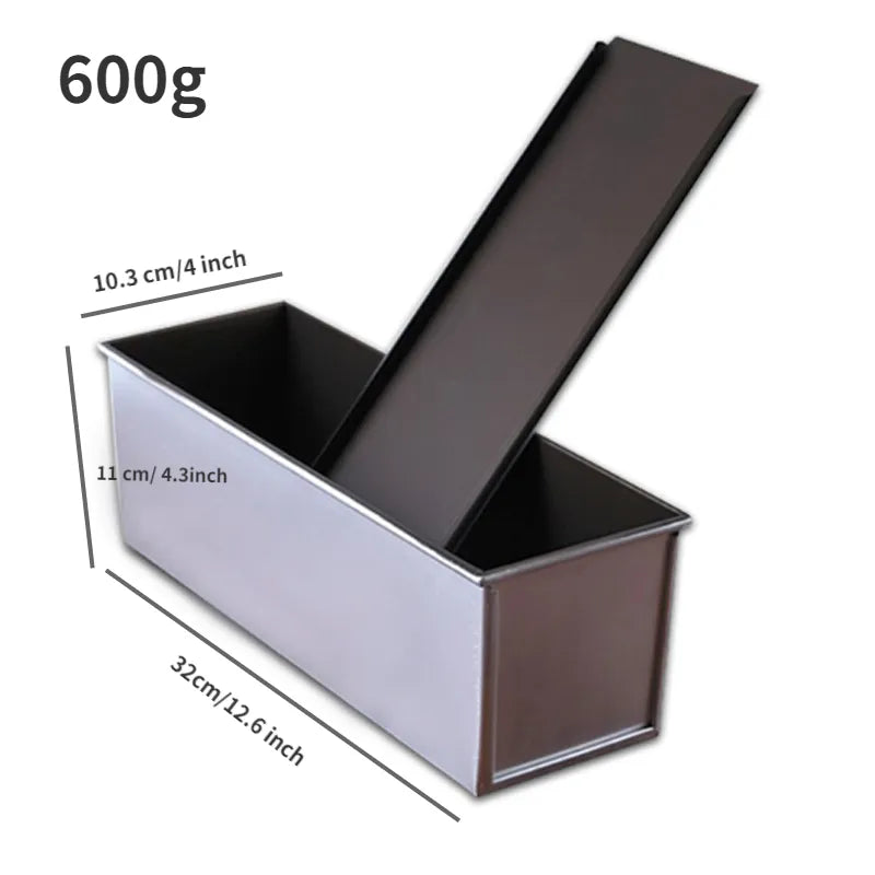 Norvo | Premium Non-stick Aluminiumlegering Toastbokser med lokk - Ulike størrelser (250g/450g/600g/750g/900g/1000g) for baking av brød og kaker